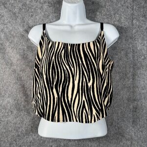 Vtg Cami Animal Print Crop Top Size Large Y2K Zebra Clueless‎ Ultra Suede USA